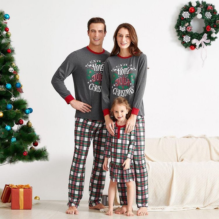 Home improvement Christmas Christmas pattern pajamas gray
