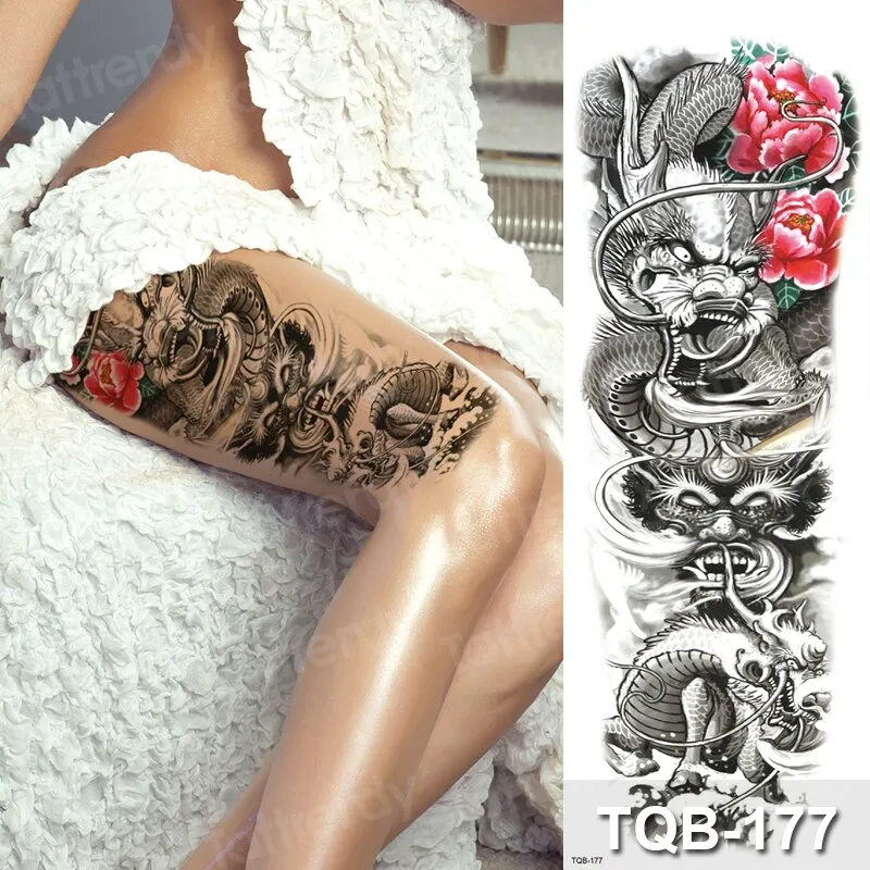 large temporary tattoos women thigh leg tattoo sleeve pattern waterproof tatoo sticker body art sexy tatoo fake water sheet