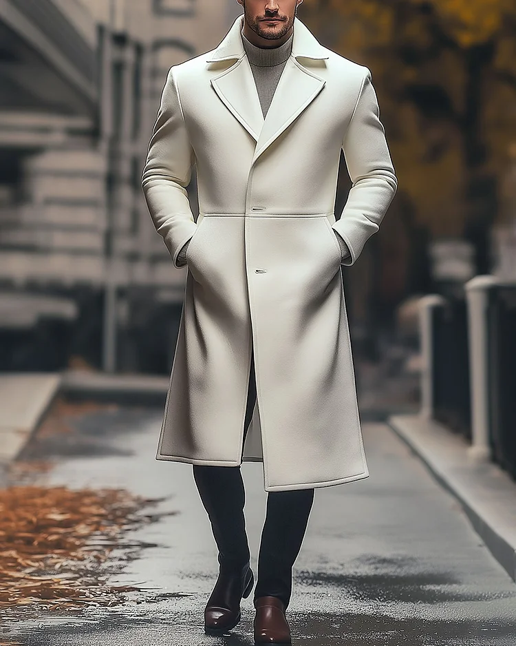 Men’s Stylish White Pocket Coat