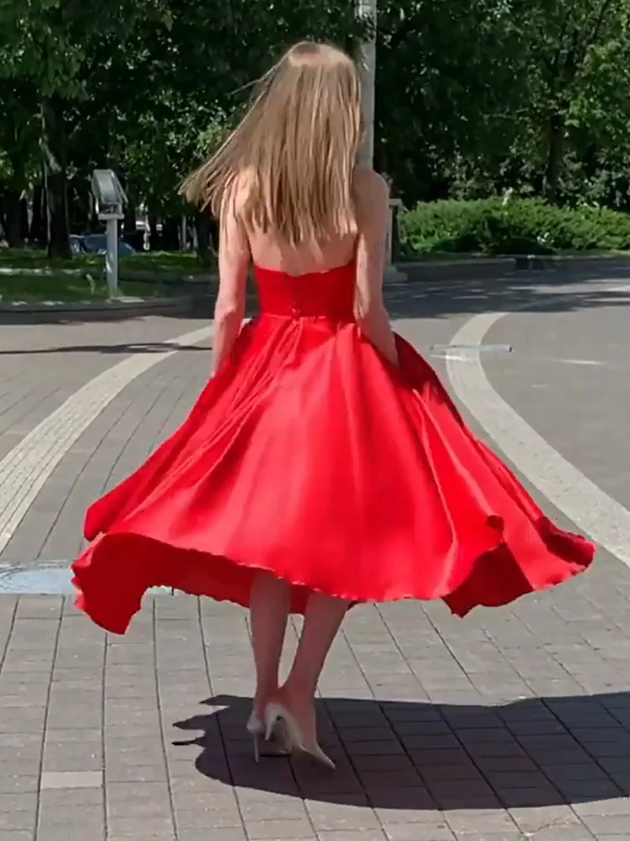 Elegant Strapless A-Line Midi Gown