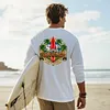 Men's Vintage Surf Shop Longboard Print Crew Neck Long Sleeve T-Shirt by Inlyline
