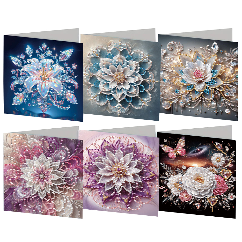 6Pcs DIY Diamond Painting Greeting Card Mandala Flower-Guru-buzz