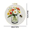 Glass Bottle Flowers-DIY Embroidery Kit with Pattern Cotton Threads Needles Hoop 28x28cm tapestrymarket