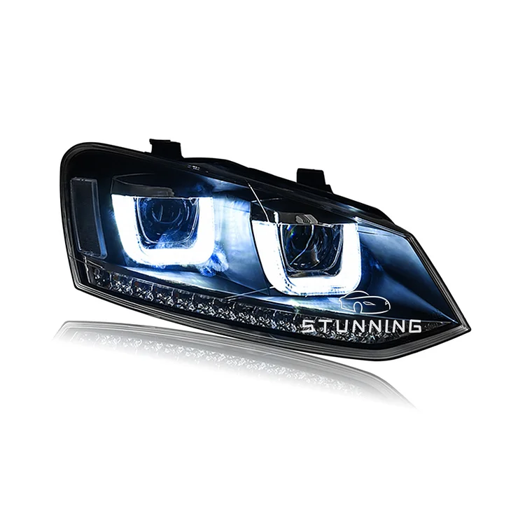 Upgrade Full LED light U angel eyes Headlamp headlight For VW Polo 2010-2017 head lamp head light plug and play ITN Auto