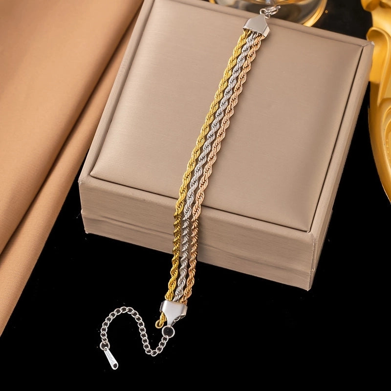 Basic Solid Color Titanium Steel Bracelets In Bulk