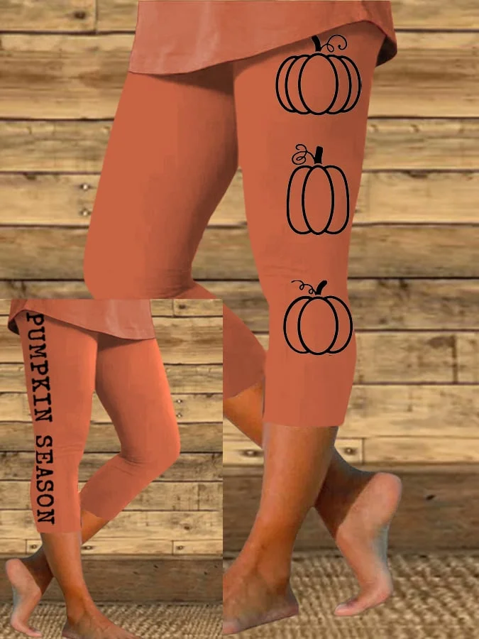 Women's Pumpkin Season Print Casual Leggings