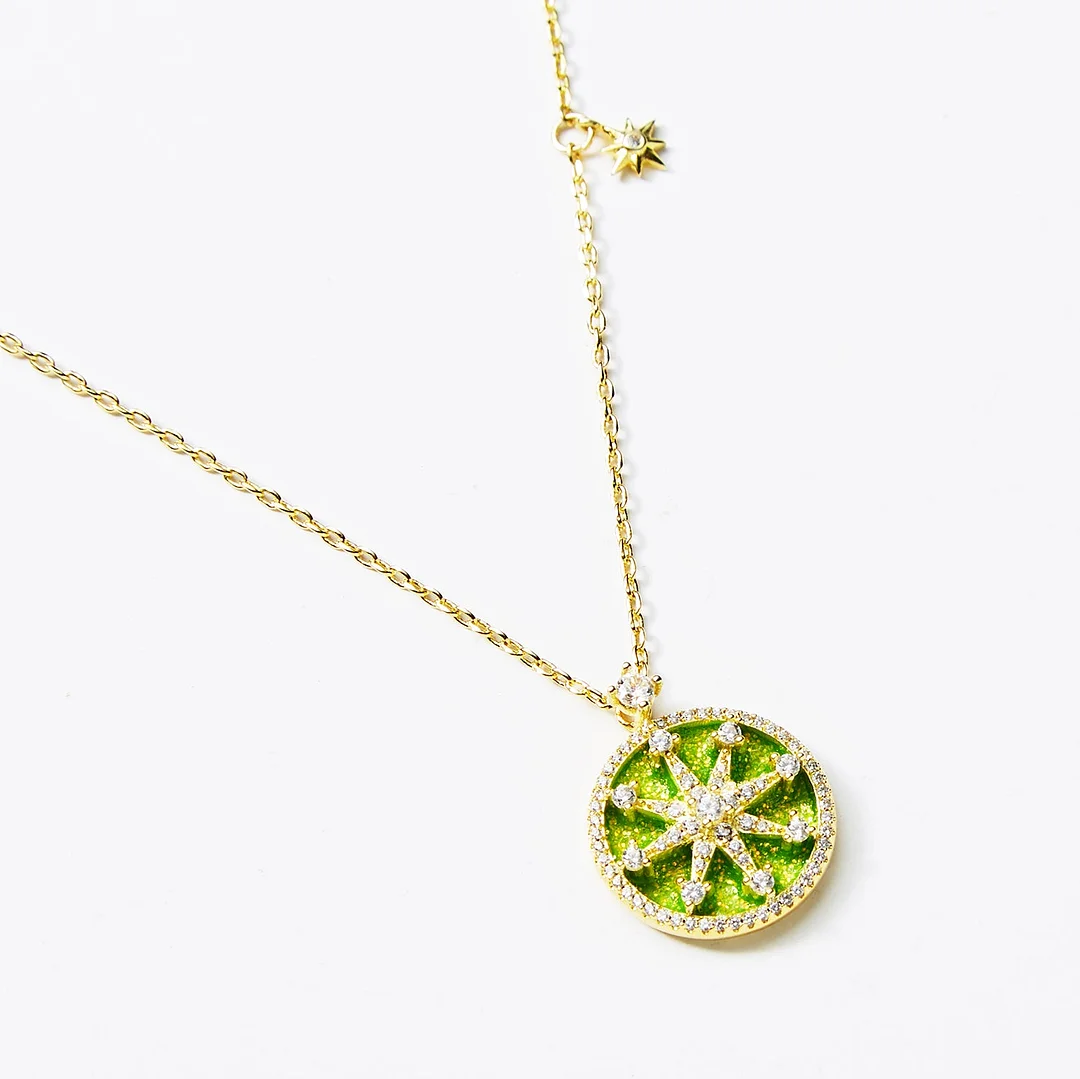 14K Gold "The Faith" Look For Stars Pendant Engraved Necklace in Green