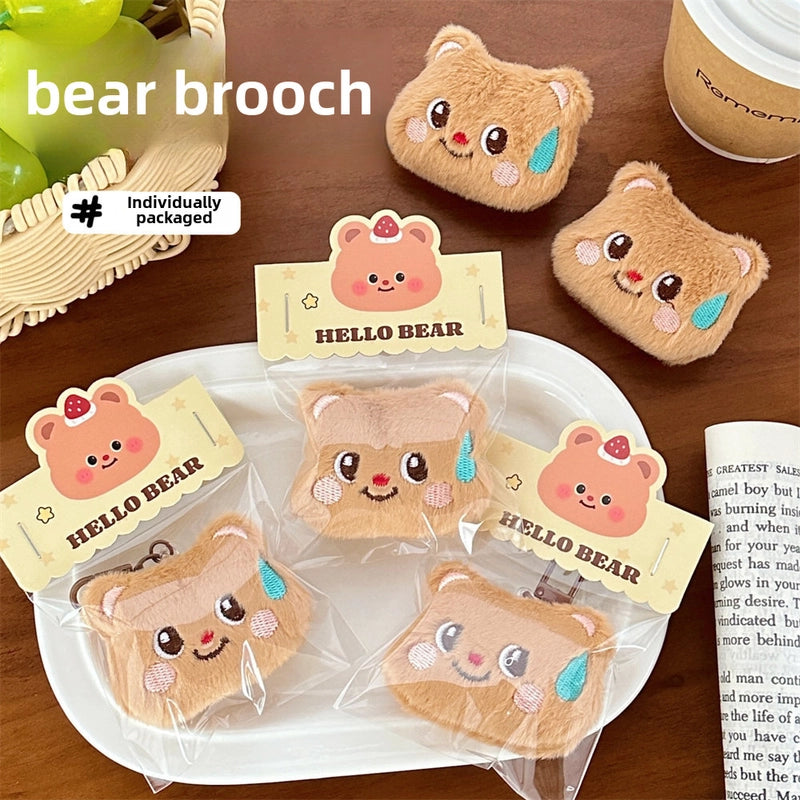 Cute Speechless Bear Doll Pendant Brooch Girl Heart Backpack Clothing Accessories Keychain Pendant