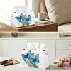 Blue Butterfly DIY PU Diamond Painting Tissue Box Kit Desktop Tissue Holder with Rhinestone Diamond Desk Decorative Tissue Box for Adults Desktop Storage Organizer