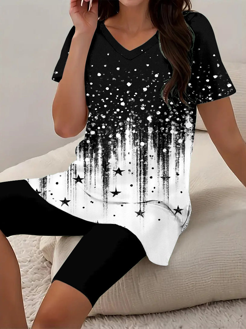 Women Long Sleeve V-neck Graphic Floral Printed Top