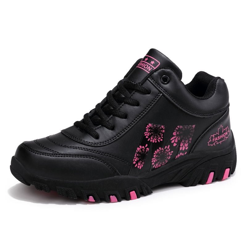 2020 Women's Winter Sneakers Women Shoes Fur Flower Black Leather Chunky Sneakers Casual Sport Shoes Woman Tennis basket femme