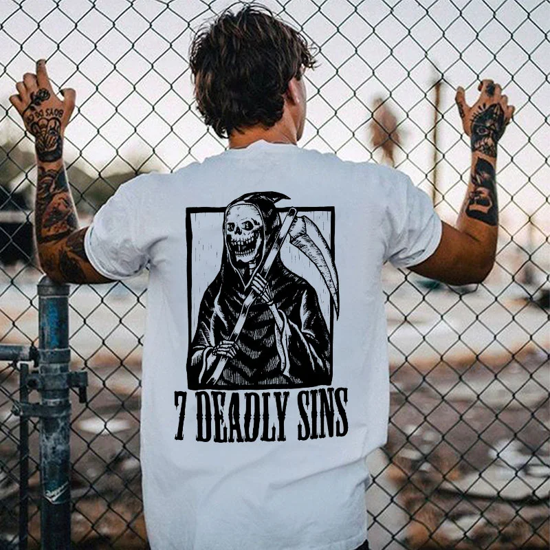 7 DEADLY SINS White Print T-shirt