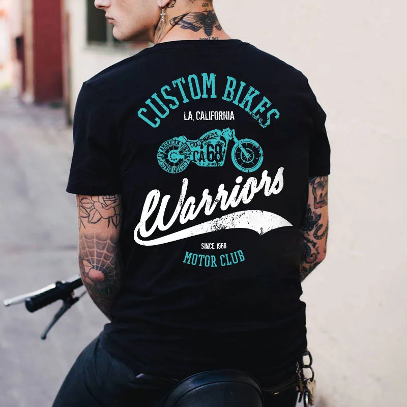 CUSTOM BIKERS WARRIORS Motorcycle Print Men's T-shirt