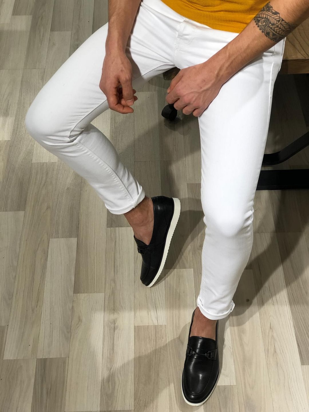 white slim fit jeans