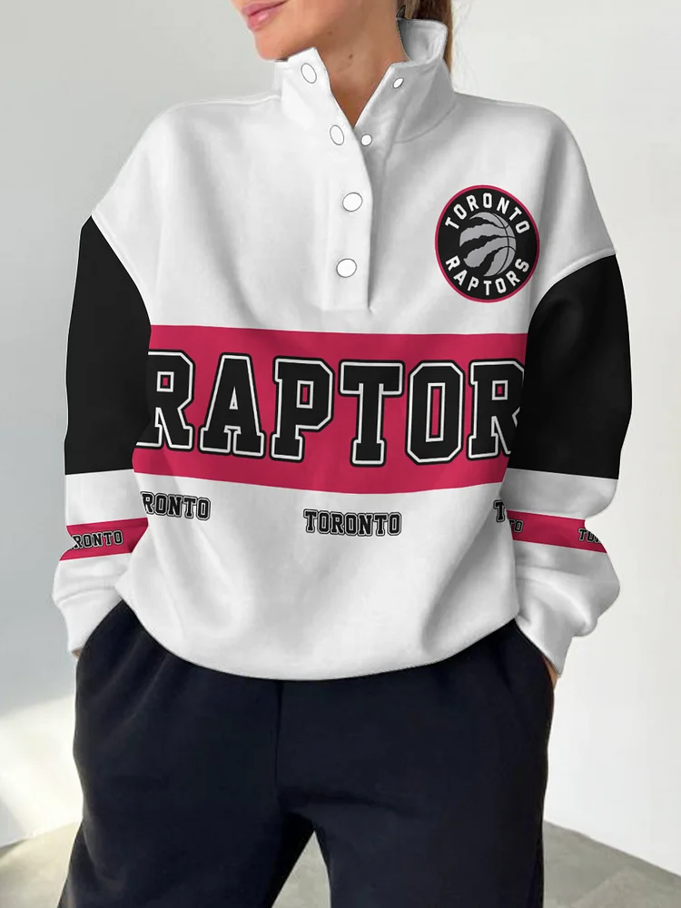 Toronto Raptors  2025 New Design Casual Snap Mockneck Pullover