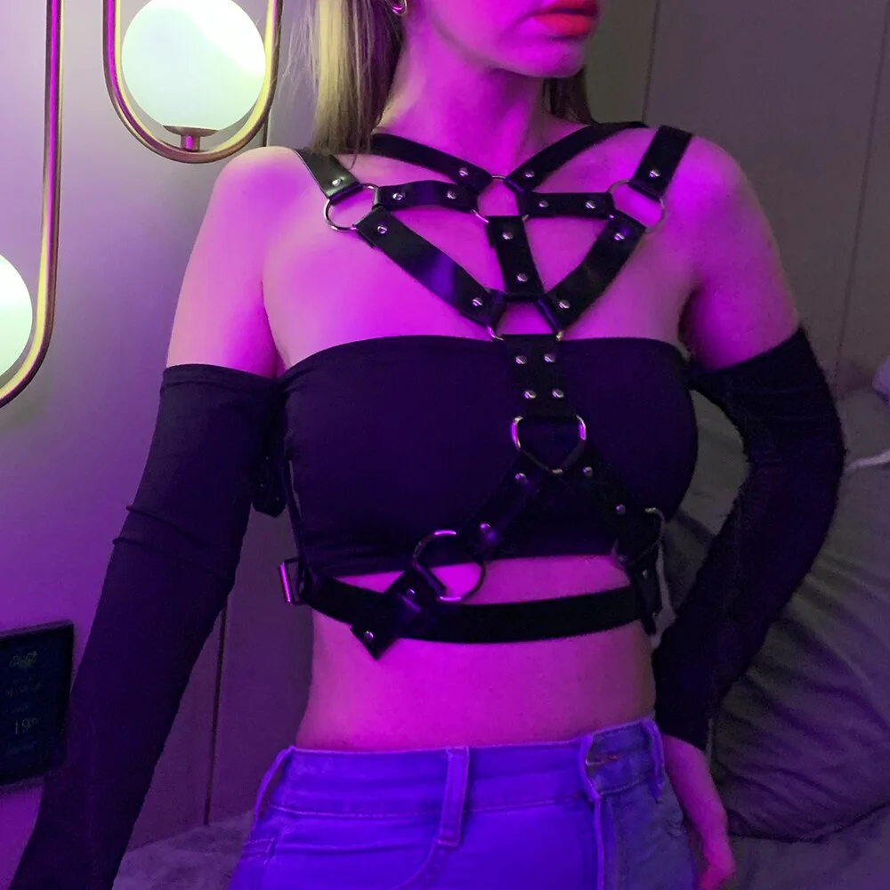Billionm Fullyoung Sexy Lingerie Leather Bra Harness Women Garter Gothic Bondage Straps Body Belt Garter Bdsm Fetish Sex Toys For Women