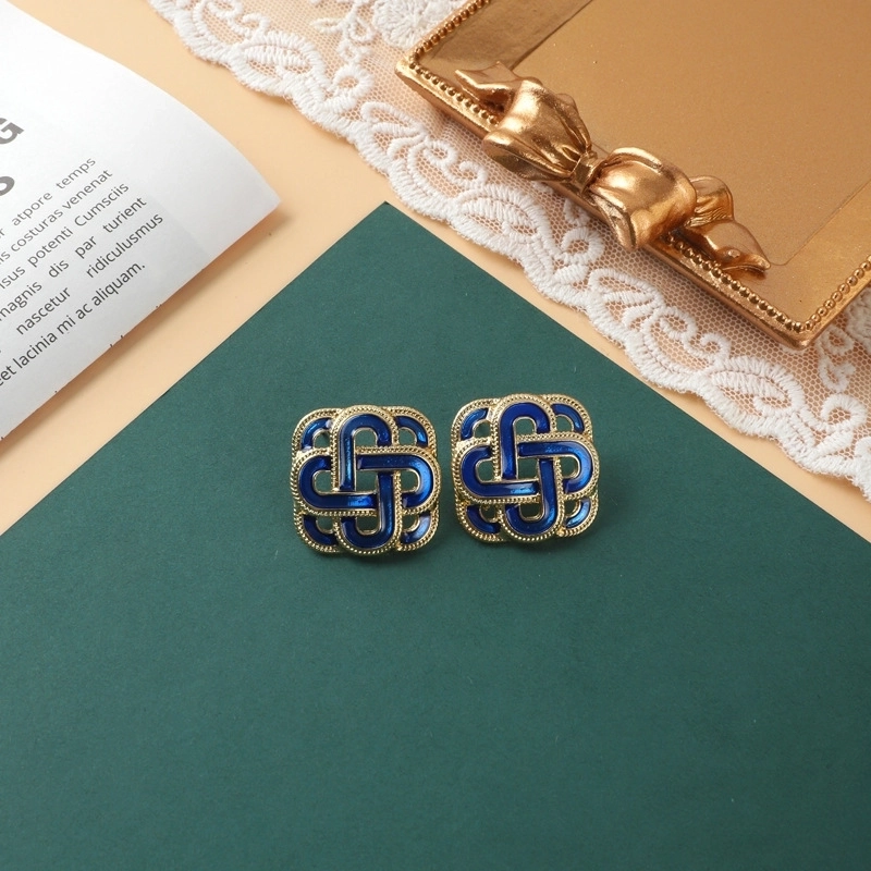 Retro Round Alloy Inlay Pearl Women’s Ear Studs 1 Pair