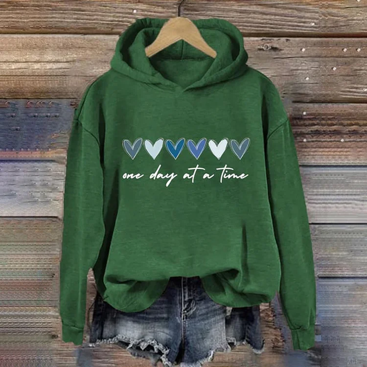 VChics One Day At A Time Print Casual Hoodie