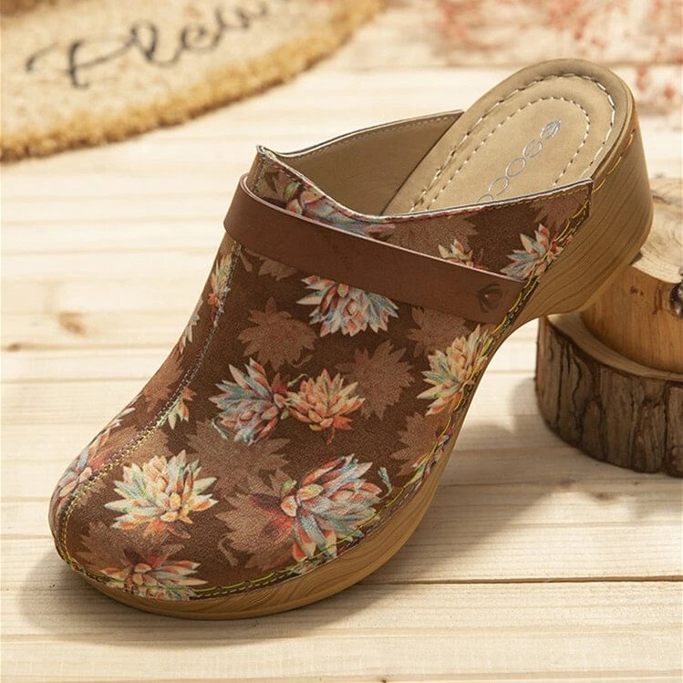 Comfy Wearable Slip On Wood Mules Clogs Casual Low Heel Sandals