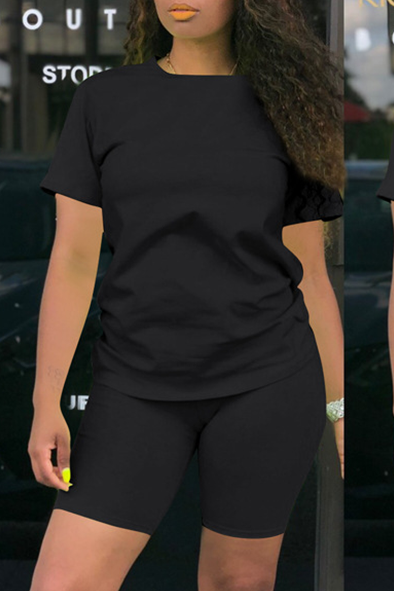Casual Gradual Change Split Joint O Neck Short Sleeve Two Pieces