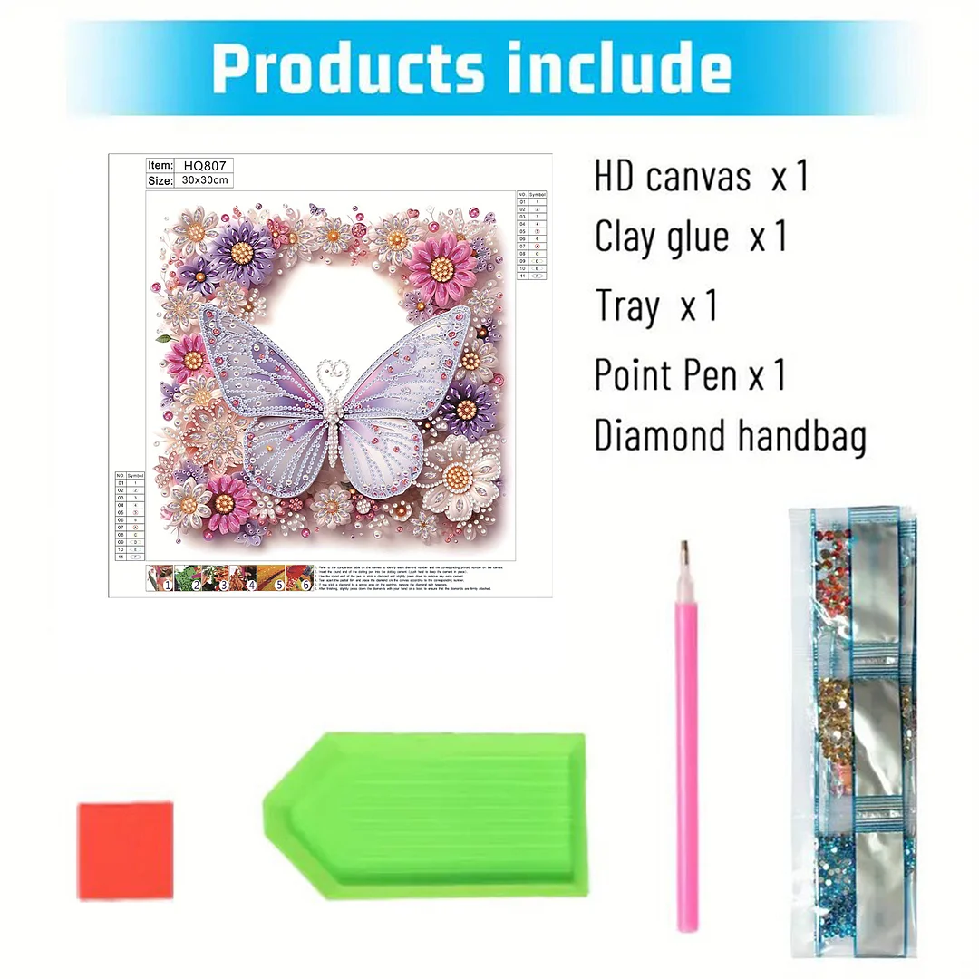 White Butterfly - Partial Special Shaped Drill Diamond Painting Kits (Canvas|30*30cm)