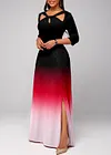 Red Ombre Twist Double Side Pockets Dress
