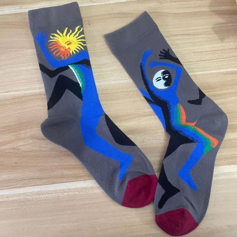 Women’s Minimalist Human Houndstooth Cotton Crew Socks A Pair