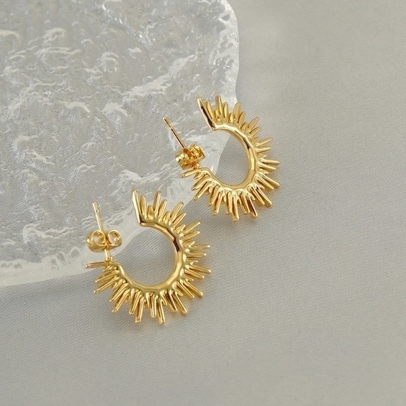 1 Pair Elegant Solid Color Plating Stainless Steel Titanium Steel 18K Gold Plated Ear Studs