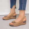 Women's round head fish mouth wedge sandals