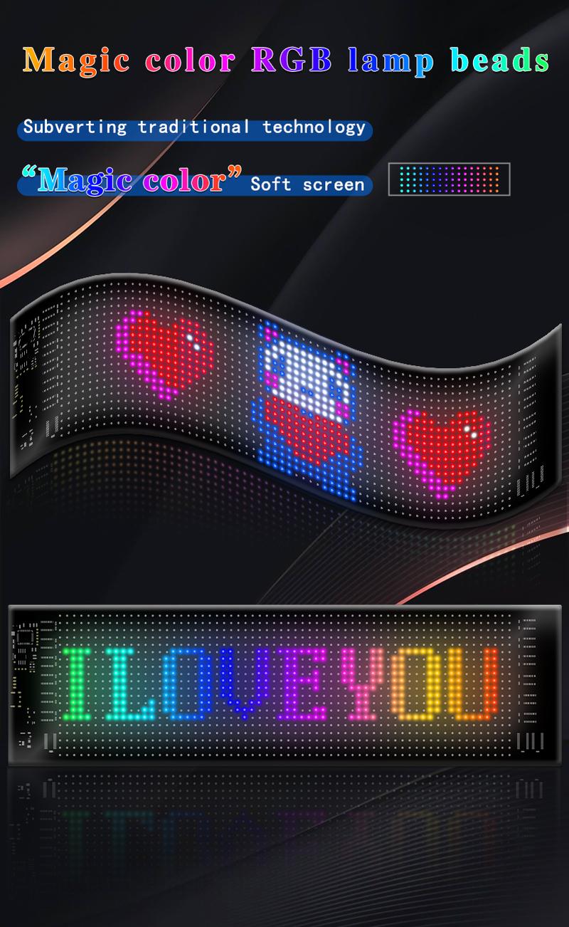 Product Introduction of Scrolling Huge Bright Advertising LED Signs. Flexible USB 5V LED Store Sign Bluetooth App Control Custom Text Pattern Animation Programmable LED Display for Store Car Bar Hotel 5
