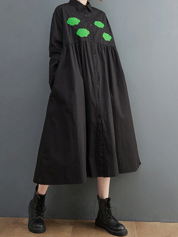 Fashion Black Print Shirt Dress