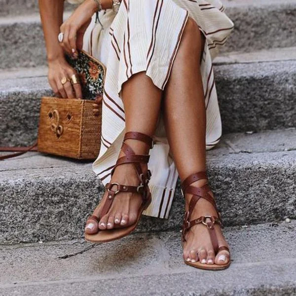 Ankle Strap Flat Heel Strappy Comfortable Sandals