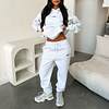 Fashionable Sporty Embroidered Logo Hooded Two-piece Set by Inlyline
