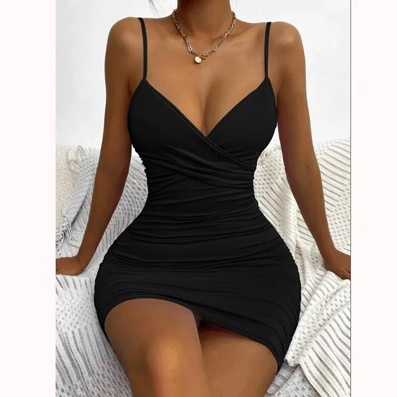Abebey  ZSIIBO 2023 Summer new Ruched Bodycon Cami Dress