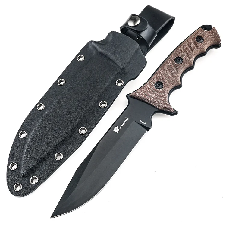 Commander Medium Knife 5.5-Inch DC53 Steel Tactial Fixed Blade Knife-Flaxen Linen Handle