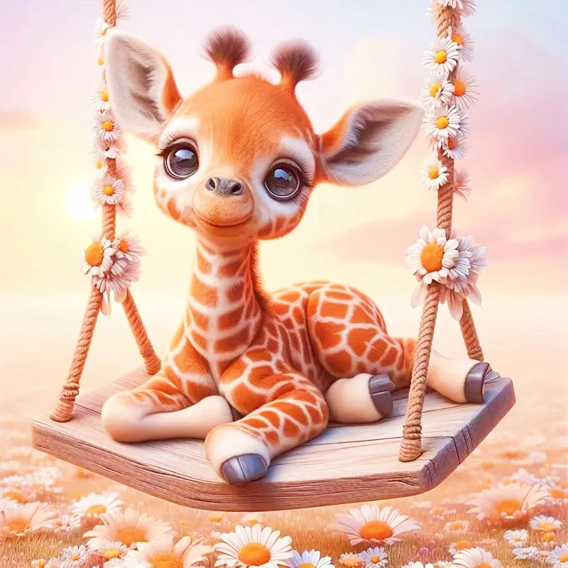 Diamond Painting - Full Round Drill - Giraffe(Canvas|30*30cm)