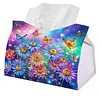 (24cm)Diamond Art Tissue Box Cover DIY PU Desktop Organizer Large(Flower)