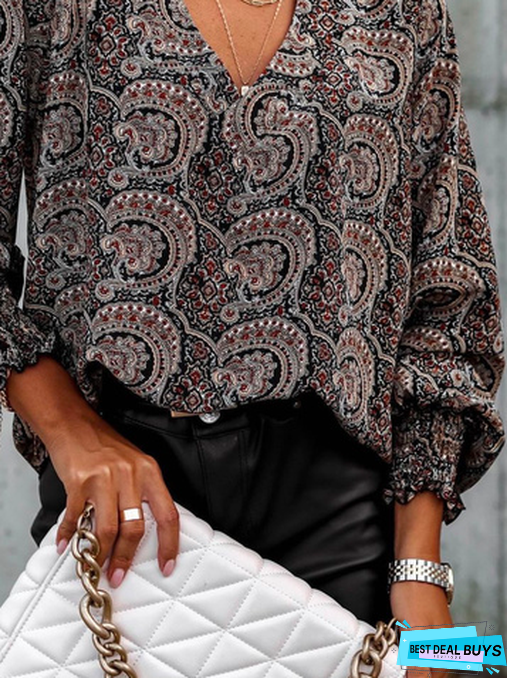 Casual Ethnic V Neck Top