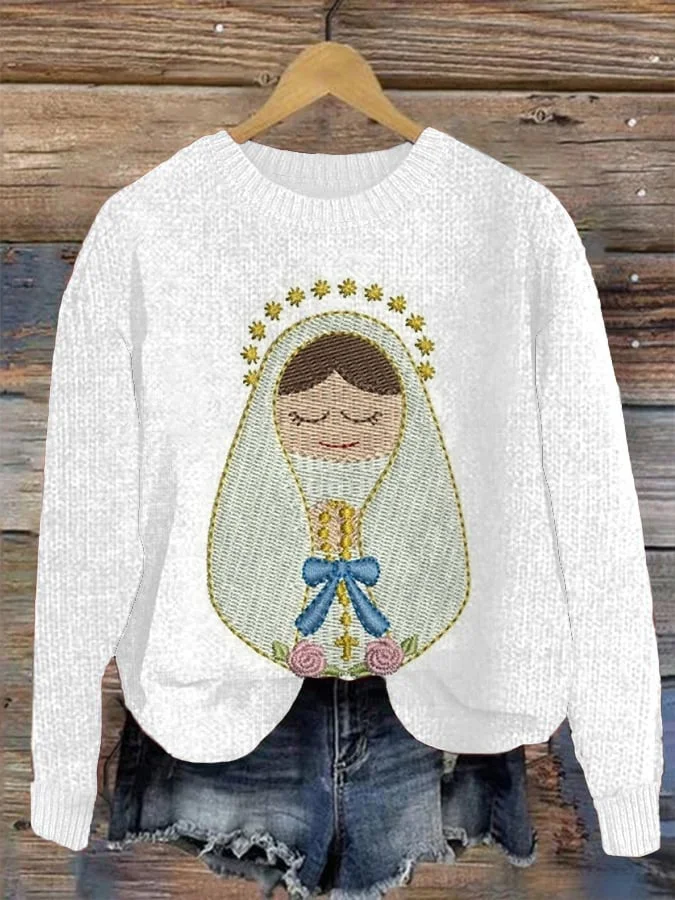 Women's Virgin Mary Knitted Casual Sweater