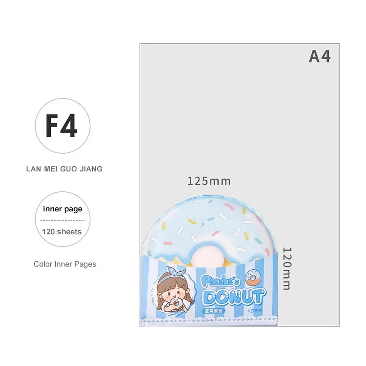 JOURNALSAY 120 Sheets Creative Cute Burger Donuts Decompression Notebook PU Soft Surface Funny