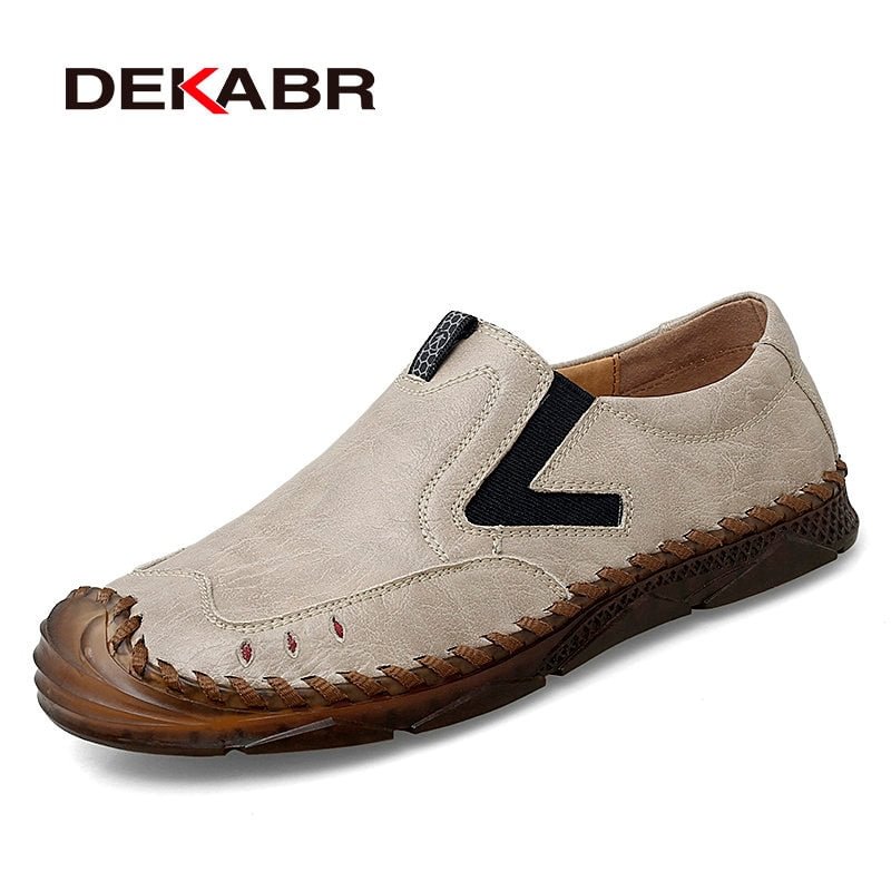 DEKABR Genuine Leather Shoes For Men's Breathable Trendy Soft Summer Casual Shoes Handmade Brand Moccasins Black Large Size 47
