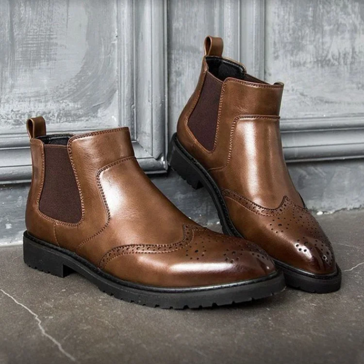 Low heeled men's martin boots British style high top formal shoes