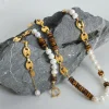 Natural Pearls & Brown Tiger Eye Stone Necklace Bracelet