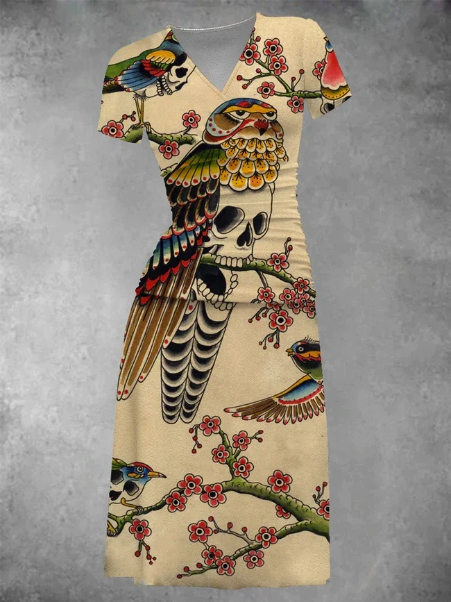 Women's Owl Sugar Skull Maxi Dress