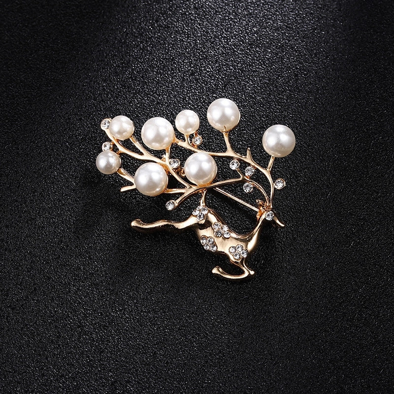 Glam Pin Geometric Alloy Inlay Artificial Pearls Rhinestones Women’S Brooches
