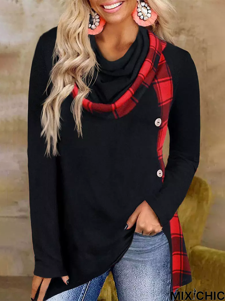 Casual Plaid Loose Knitted Top