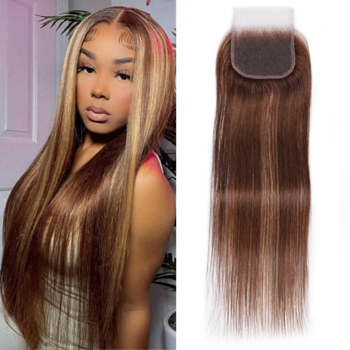 4x4 Transparent Lace Closure Pre Plucked Ombre Highlight Human Hair