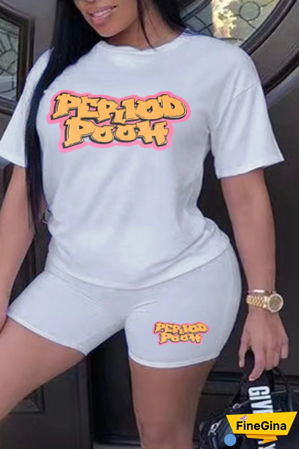 Purple Casual Street Print Patchwork Letter O Neck Plus Size Two Pieces