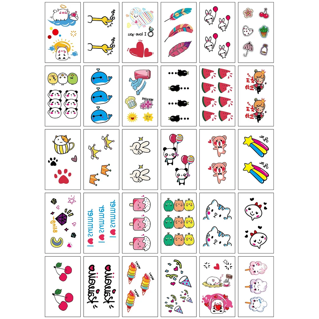 3D personality children young men and women fashion flowers simple text love arm neck wrist waterproof temporary tattoo stickers