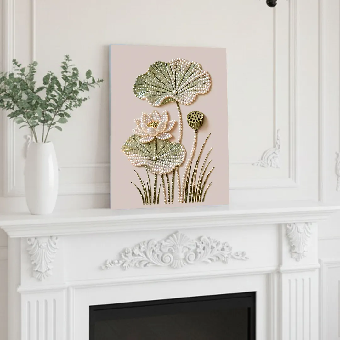 Lotus - DIY Pearl Diamond Art Kit With Frame 40*50cm